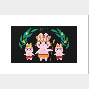 Tribal bunnies Posters and Art